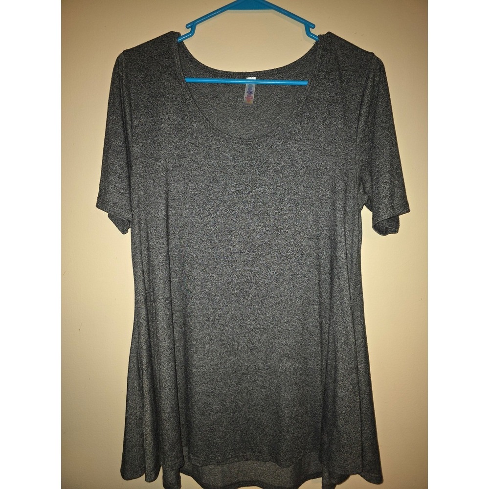 LuLaRoe Irma Tunic Top Womens Small S Gray Heathered Short Sleeve High Low Hem